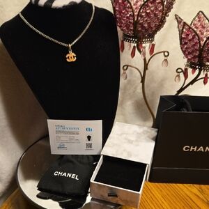 CHANEL CC Rhinestone Silvertone Necklace- Full Inclusion